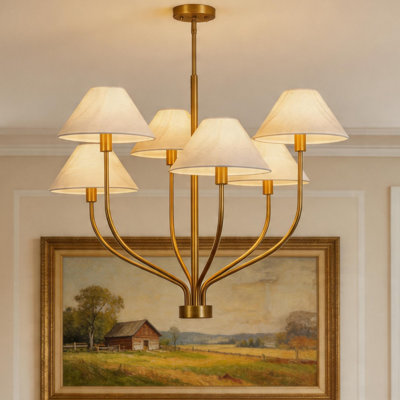 6 -Light Dimmable Chandeliers with Linen Shade