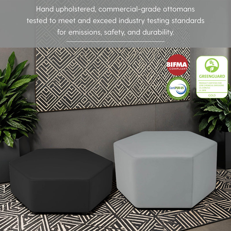 Pro Series Upholstered Hexagon Ottoman 18" Height, Crimson