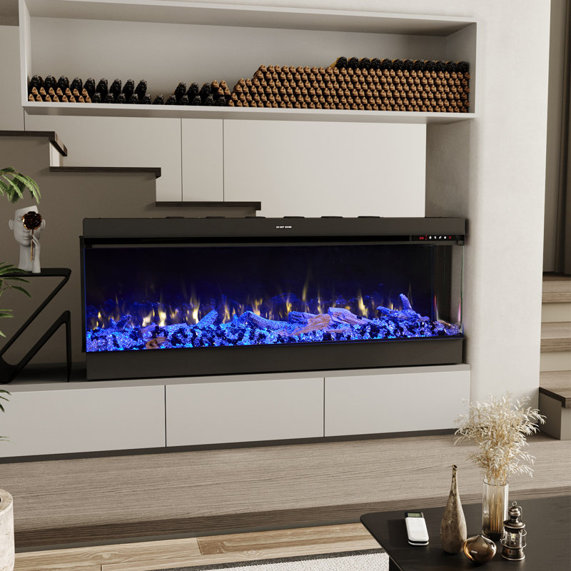 Ivy Bronx Black Electric Fireplace with 5120 BTU, 50cm H x 125cm W x 24cm D
