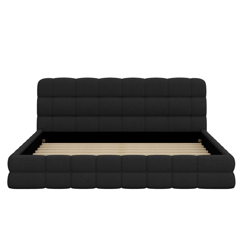Lit plateforme en tissu d'ameublement, Noir