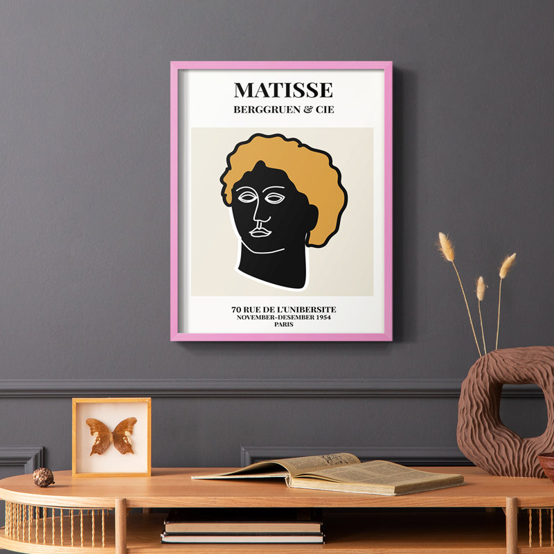 Matisse XLIV, reproduction encadrée - bois massif, Cadre photo rose simple, H 10 po x l 8 po