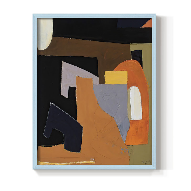 The Olive Press Room Framed Print - Solid Wood, Blue, 10" H x 8" W