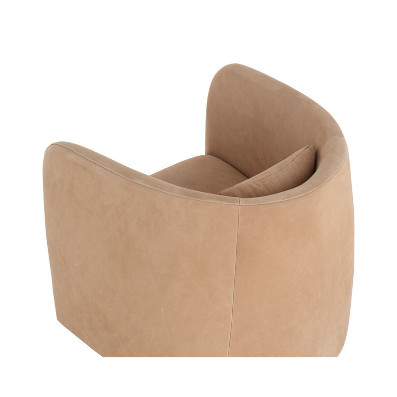 Swivel Lounge Chair, Tan Leather