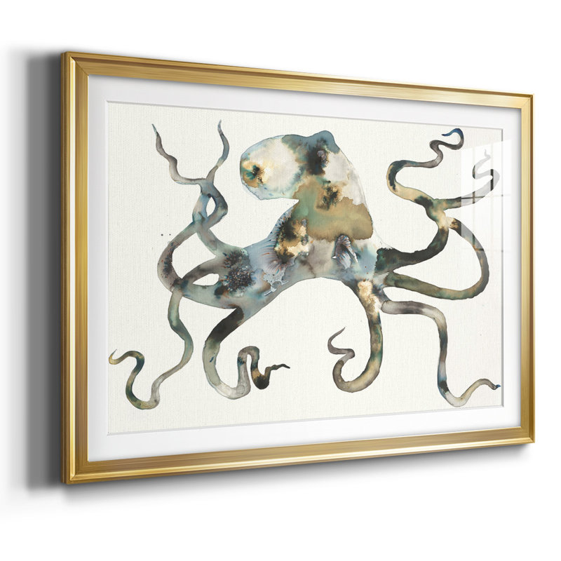 Octo, impression sur papier encadrée, H 15 po x l 21 po x P 1,5 po, Or