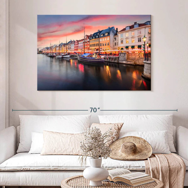 Ravi Nyhavn, canal de Copenhague, H 32 po x l 48 po