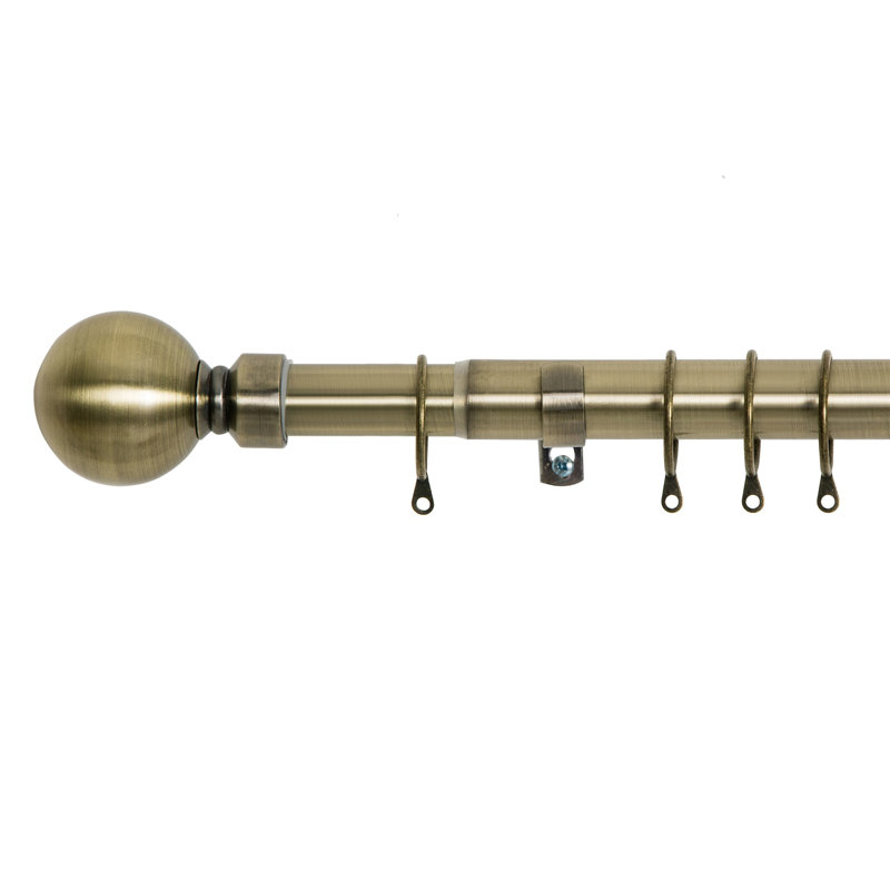 Nuha Iron Adjustable 2.8cm Single Curtain Rod, Antique Brass, 160cm - 160cm