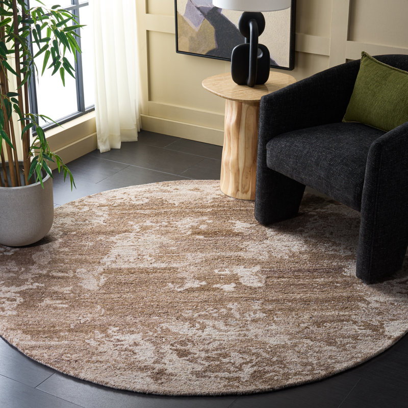 Oakwood 103 Hand Tufted 80% Wool; 20% Cotton Abstract Rug, 6' X 6' Round