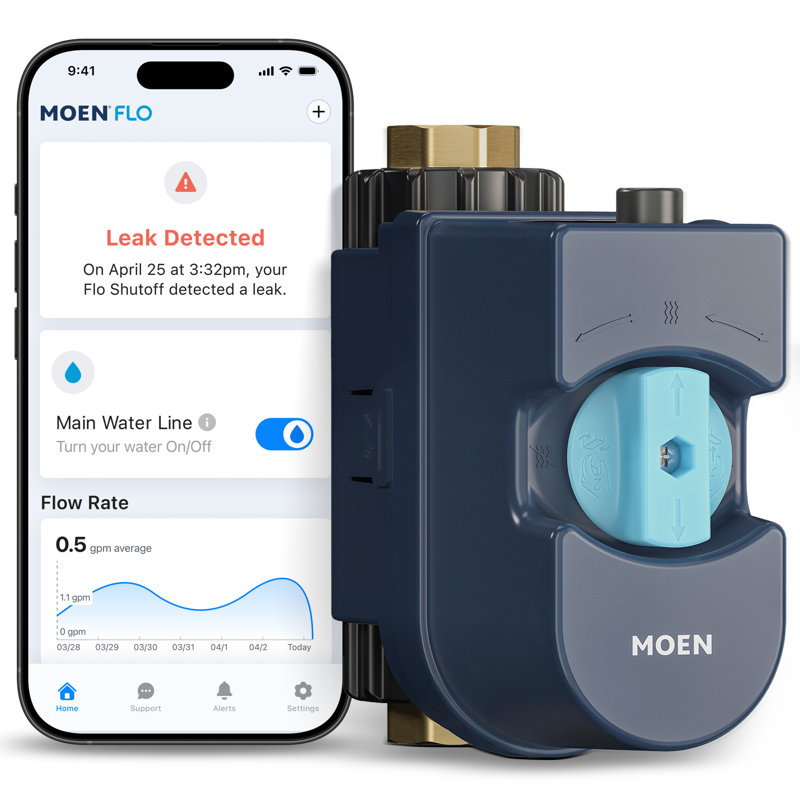 Moen Flo Shutoff, Automatic Water Leak Detector & Shutoff, 3/4", 3/4 Inch Smart Water Shutoff