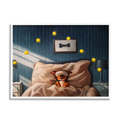 " Morning Dog Sleeping Eye Mask Bouncing Tennis Balls " by Lucia Heffernan Painting Print