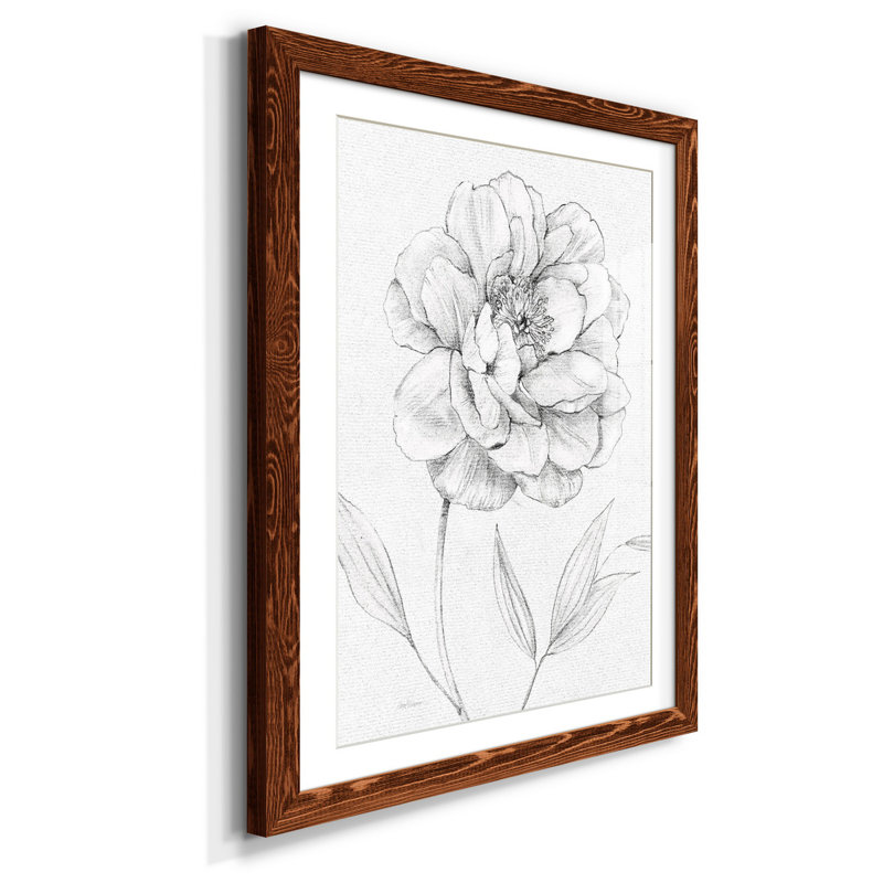 Esquisse de pivoine - Peinture sur papier encadrée, Érable, H 31,5 po x l 23,5 po x P 1,5 po