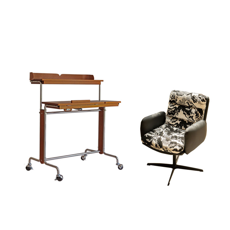 Italian style adjustable desk and chair set, Brun