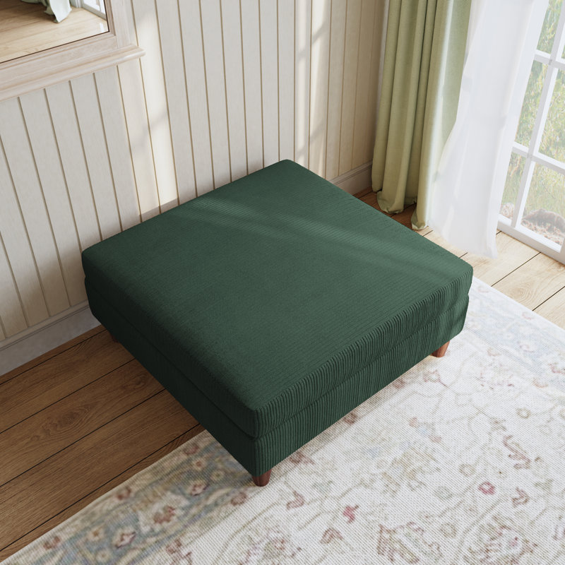Seemab 102.1Cm Wide Square Standard Ottoman, Hunter Green