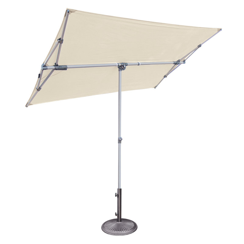 Capri Natural and Platinum Rectangular Aluminum Patio Umbrella