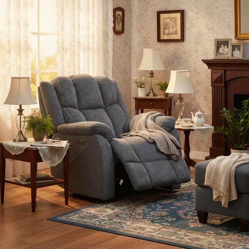 Fauteuil inclinable - Tissu - Ardoise Calgary, Bleu