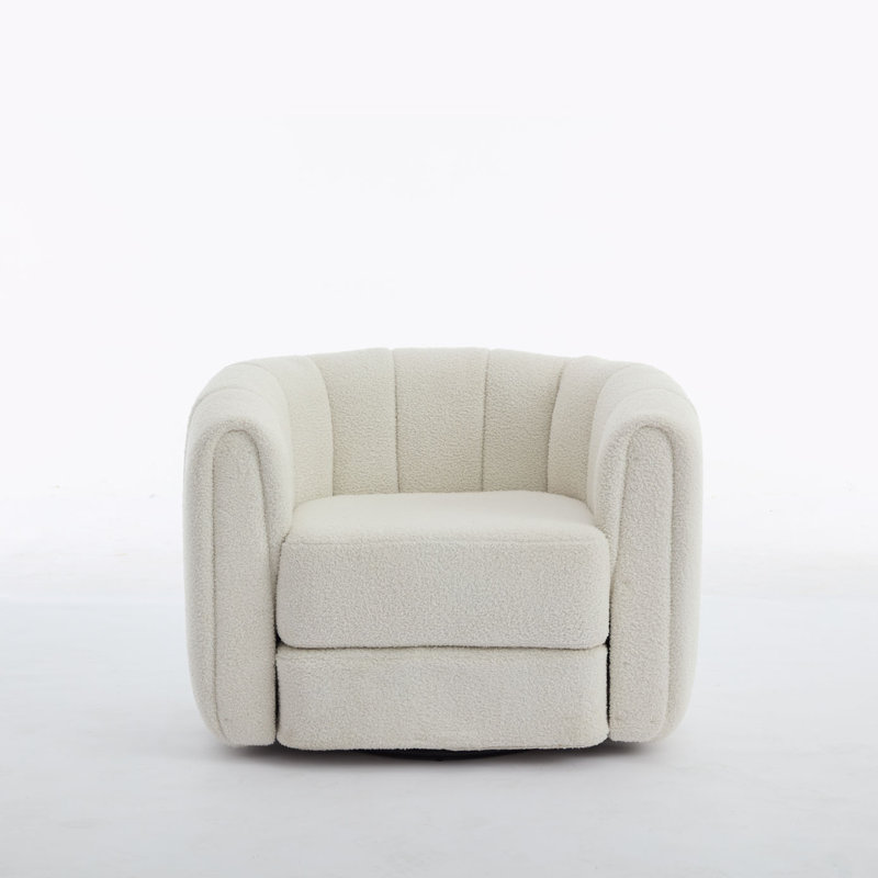 Lefleur Wide Swivel Armchair, White Teddy