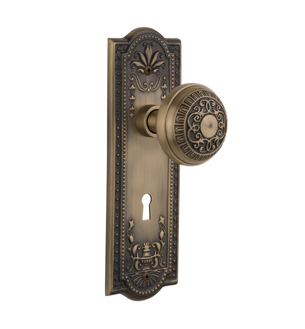 Egg & Dart Interior Mortise Door Knob with Meadows Long Plate Nostalgic Warehouse 