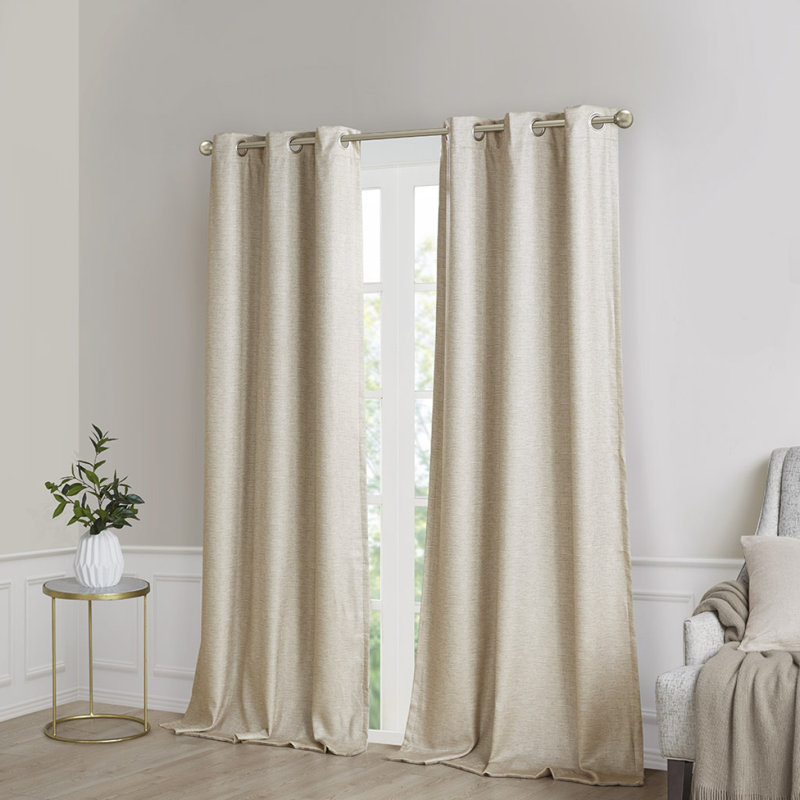 Paire de rideaux occultant en soie à imprimé ton sur ton (2 panneaux de fenêtre), Taupe, L 42,09 po x L 84,09 po