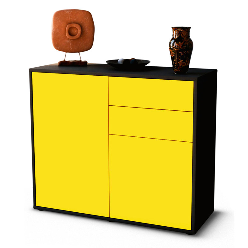 Princeton 92cm Sideboard, Charcoal/Yellow