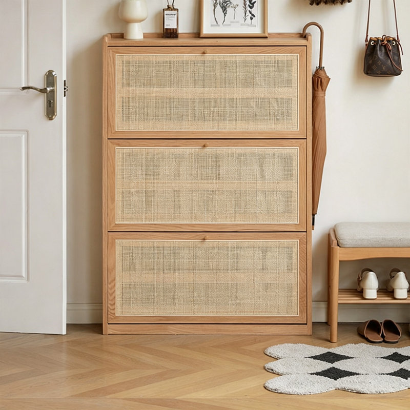 Rounded Brass Floor Standing Shoe Storage Cabinet
