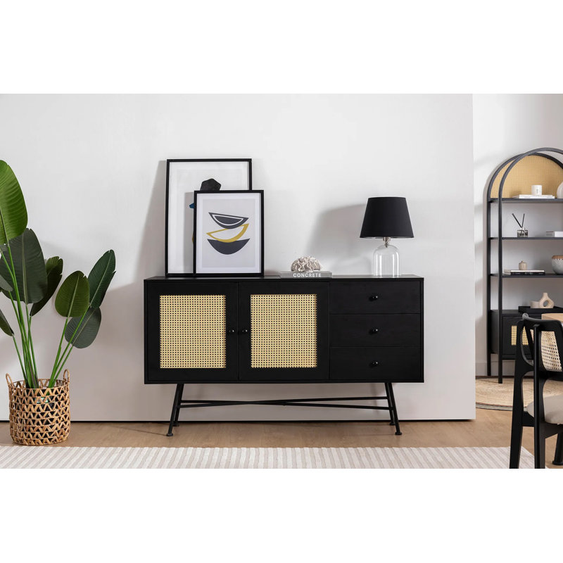 Howard 90cm Console Table, 160cm H x 90cm W x 40cm D, Black