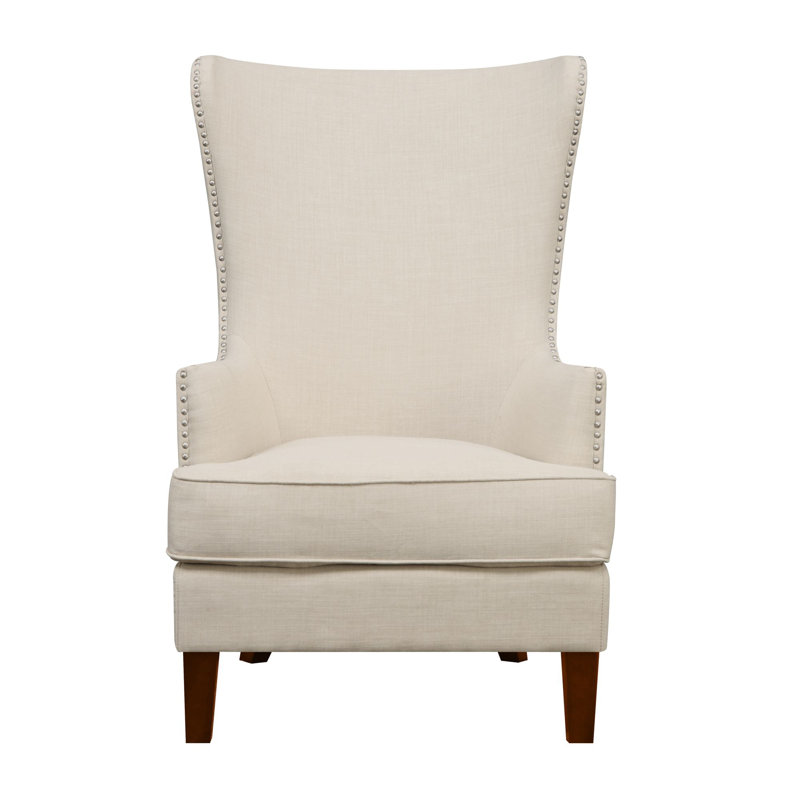 Fauteuil à oreilles rembourré Kemariya, Chenille ton naturel