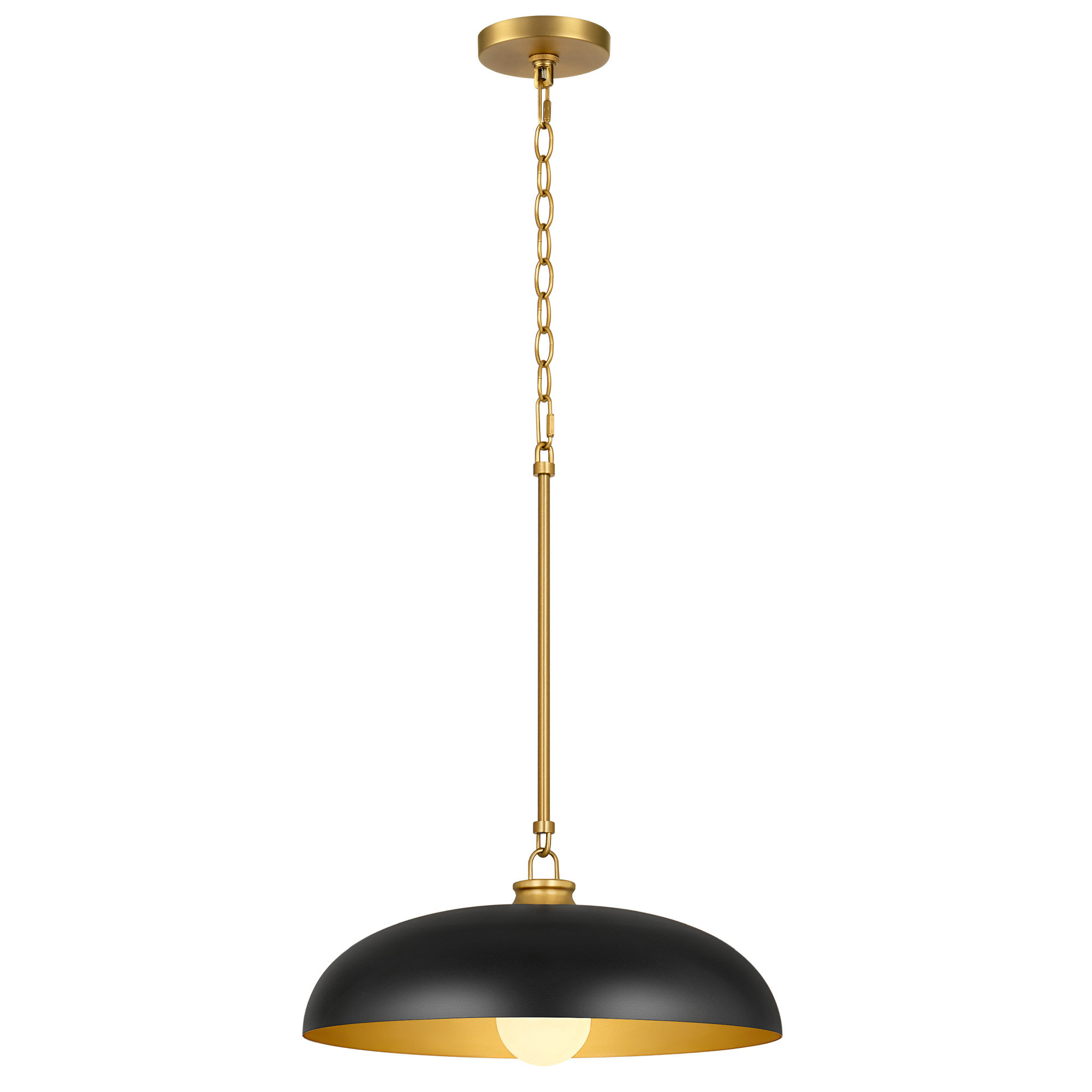 1-Light 15.7"W Dimmable Dome Kitchen Island Pendant ETL Certified, Matte Black