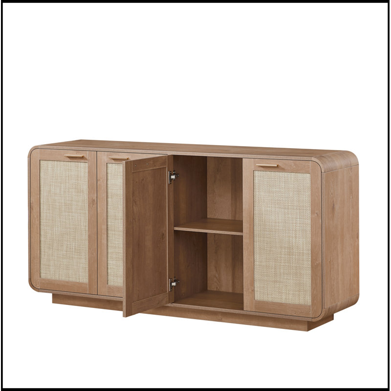 Rangement en rotin Desborough avec 4 portes, Caramel