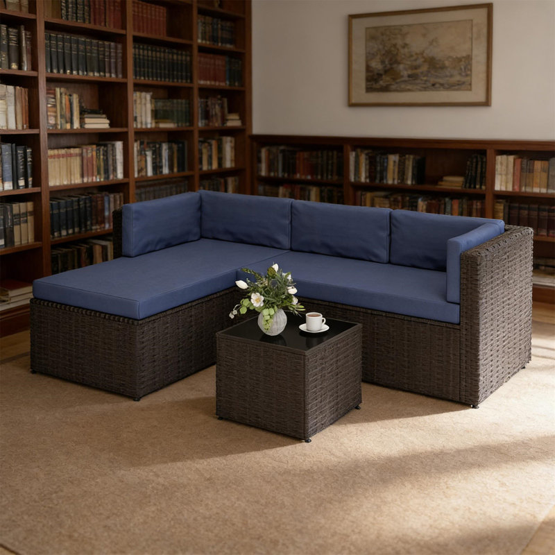 Comfortable Conversation Furniture Set, Navy Blue