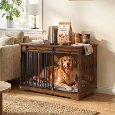 Meuble de cage pour chien, porte de grange coulissante en bois pour chien 100 cm