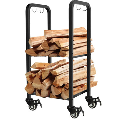 Small Rolling Firewood Rack with Lockable Wheels