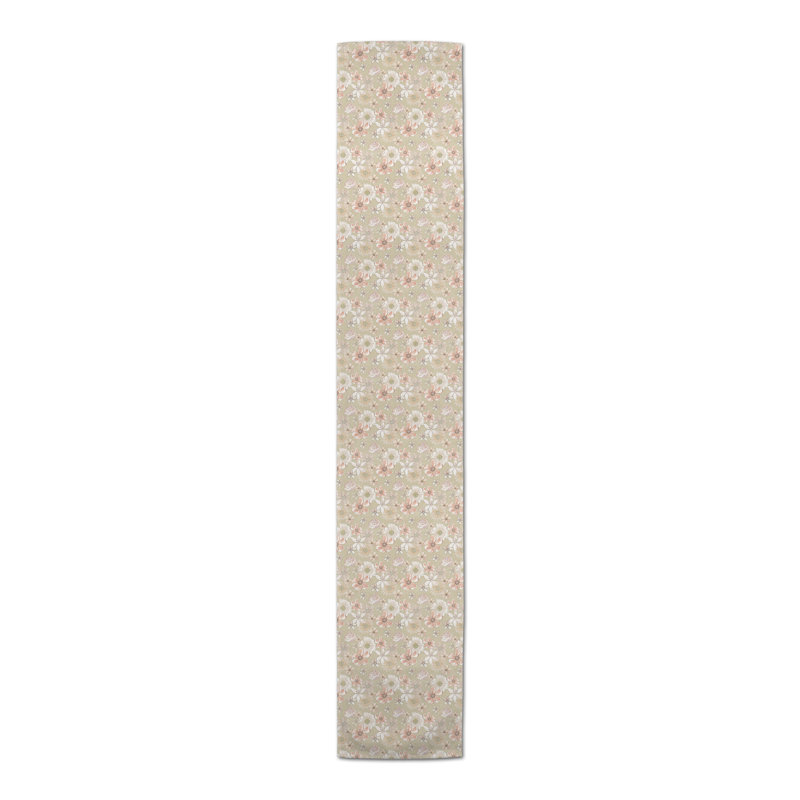 Brytney Rectangle Floral Polyester Table Runner, 72" x 16", Pink