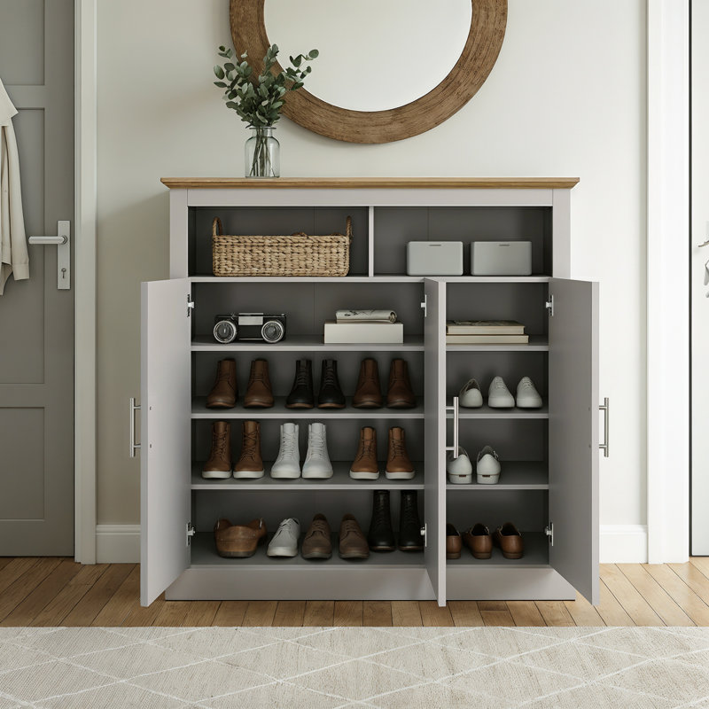 Sufy 3ft 3 Door Shoe Cabinet, Light Grey