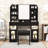 Vanity Desk with LED Mirror, 3 Drawers ,Storage Shelves and Stool-597775610