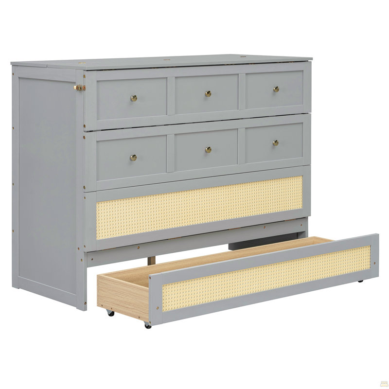Lit escamotable double avec grands tiroirs, Grey