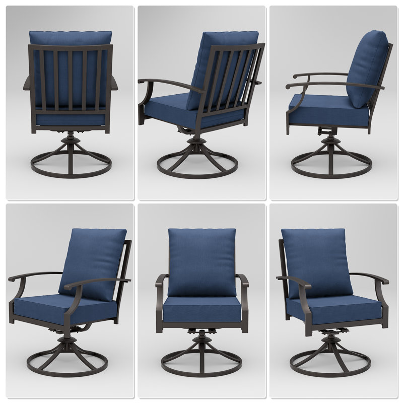 Ensemble de 6 chaises de patio à bascule Gunars, Marine