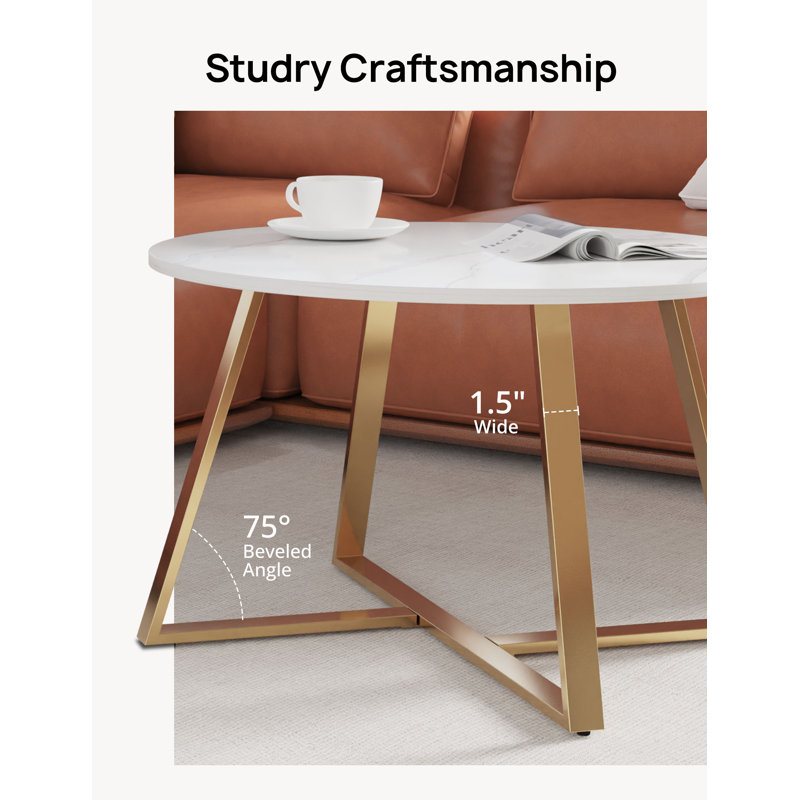 Minelva Single Coffee Table, Gold, Gold stand
