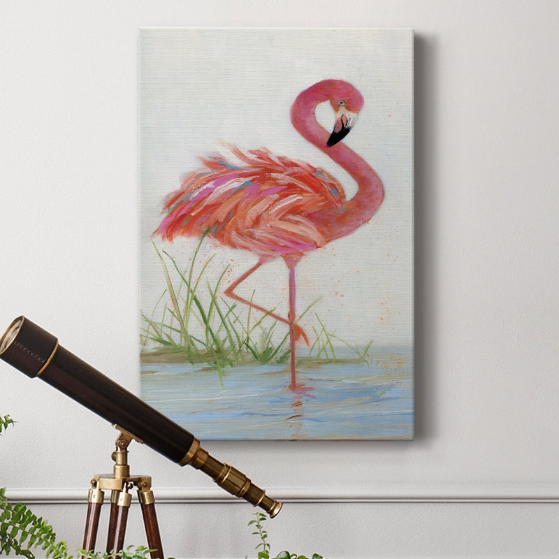 Flamant rose I - reproduction sur toile tendue, H 36 po x l 24 po x P 1 po