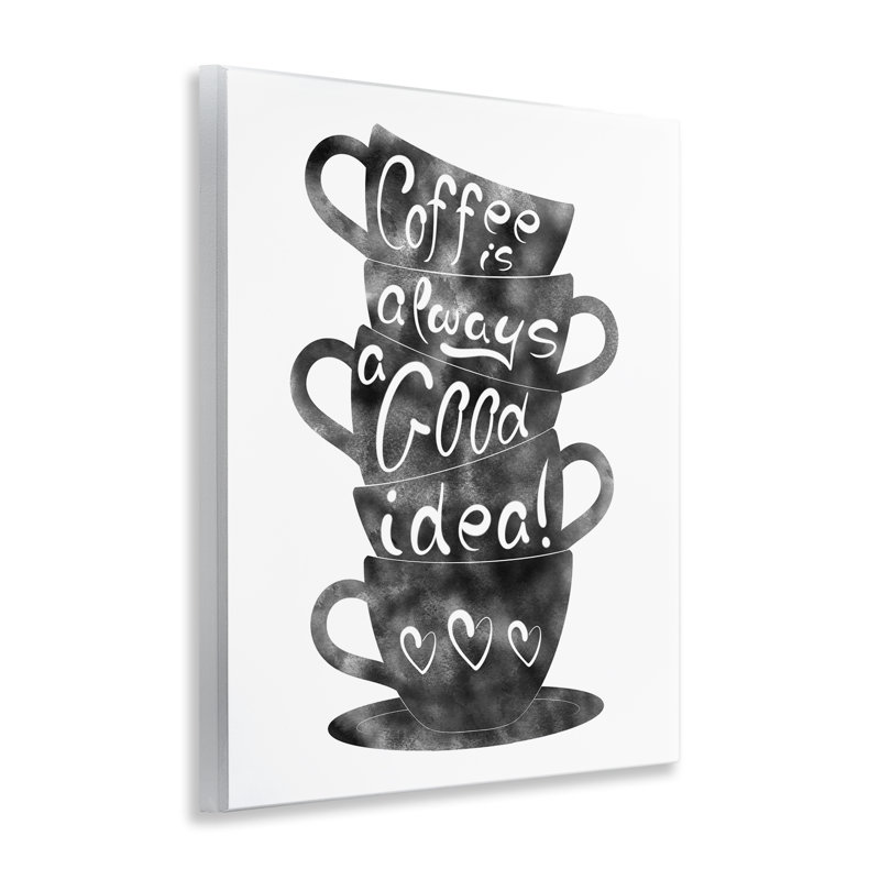 Plaque murale «Coffee Mugs» empilée et phrase, design par Marcus Prime