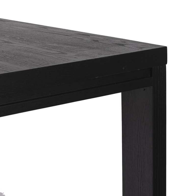 Millie Solid Oak Dining Table, 30" H x 72" L x 72" W, Drifted Matte Black Veneer