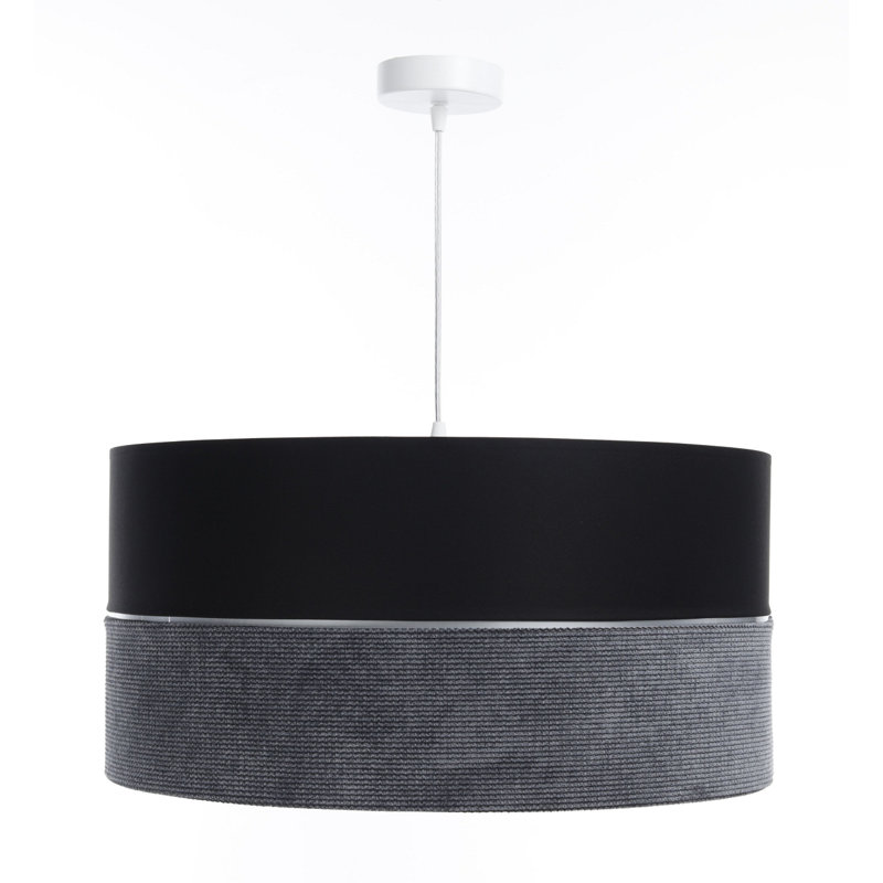 Roncy 1 - Light Drum Pendant, 112cm H x 60cm W x 60cm D, Black/Silver