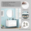 Meuble-lavabo mural 32 po avec lavabo, meuble-lavabo mural avec portes doubles, armoire de salle de bain murale, charnières à fermeture douce, longues poignées en métal, lavabo en céramique-126528749