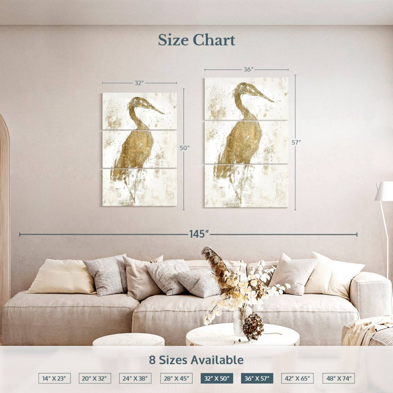 Brampt Gilded Heron I, 50'' H x 32'' W