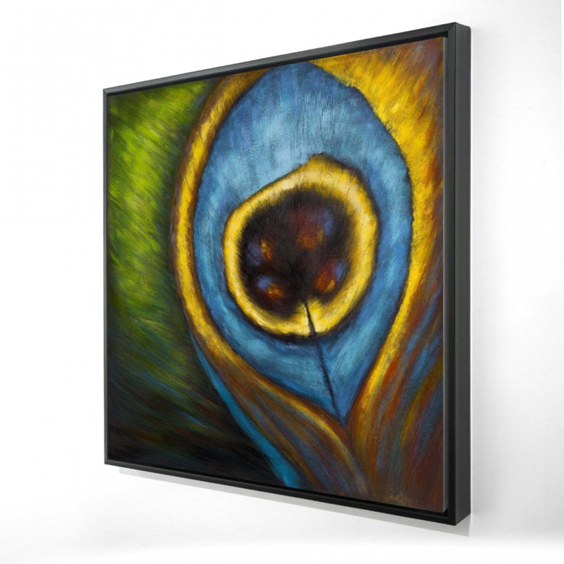 Blue Peacock Feather Closeup - Animal Canvas Home Decor