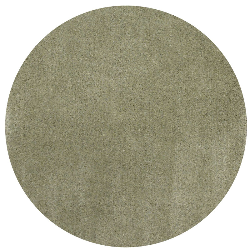 Tapis à poil long d'intérieur vert sauge, Rond 6 pi