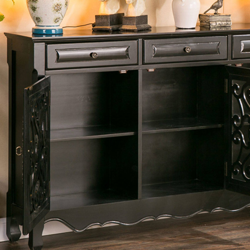 Buffet noir rétro en bois massif