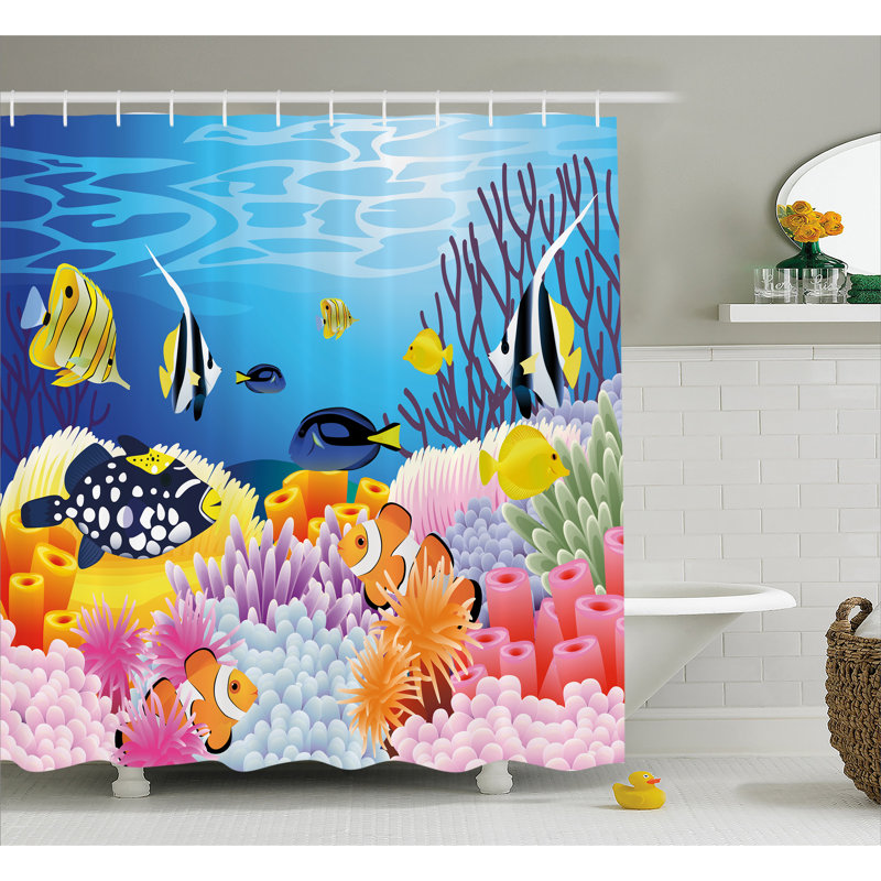 Shower Curtain with Hooks Included, 84" H x 69" W
