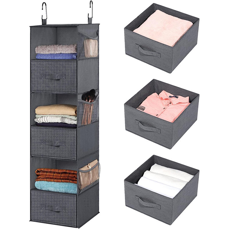 Rangement suspendu en tissu Lyun, gris