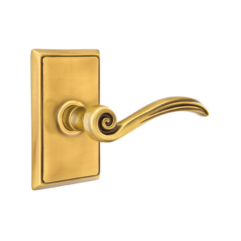 Poignée de porte avec rosette Elan, Droite, Laiton antique français
