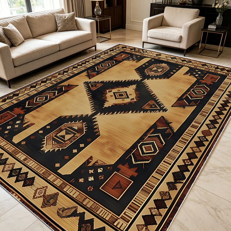1PC Southwestern Aztec Tribal Geometric area rugs for Living Room, Soft and Comfortable, Suitable for all seasons, easy-to-maintain, machine washable Indoor floor mat, Under Table Farmhouse suitable for dining room, bedroom, kitchen entryway, home