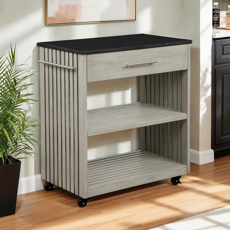 Alix Kitchen Cart, Gray, Gray Wood